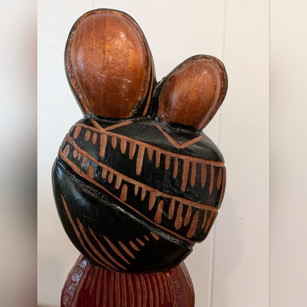 Set of Hand Carved Wooden Andean Motherhood Figurines Folk Art from Ecuador 10" - Picture 13 of 14